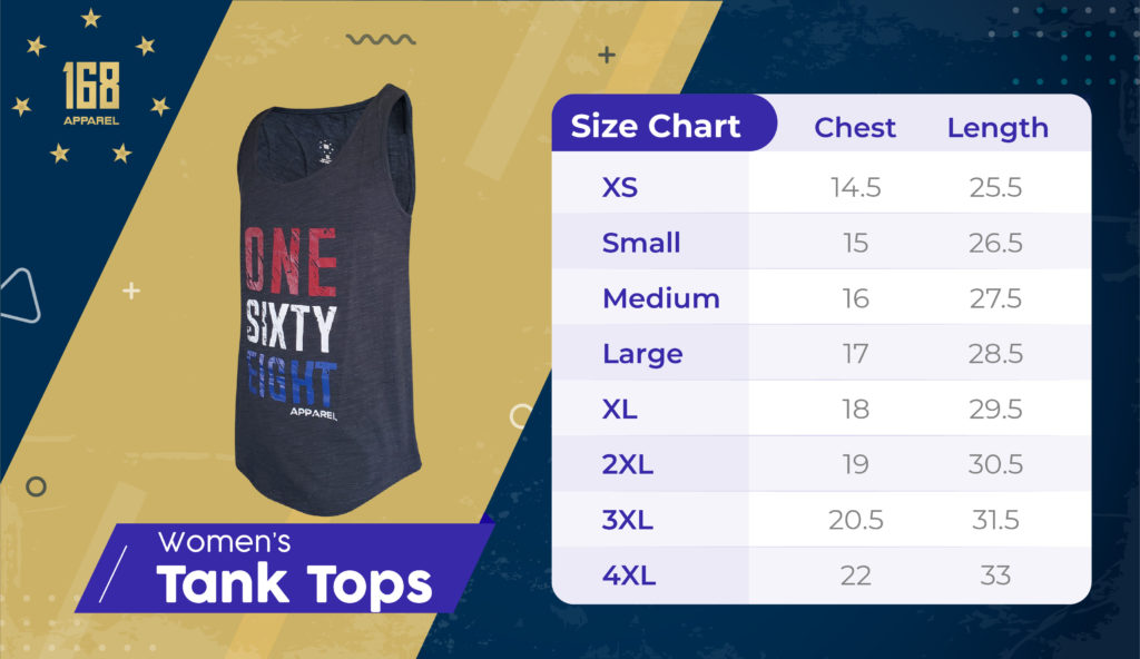 Womens tank top size chart