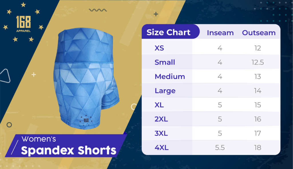 Spandex shorts size chart
