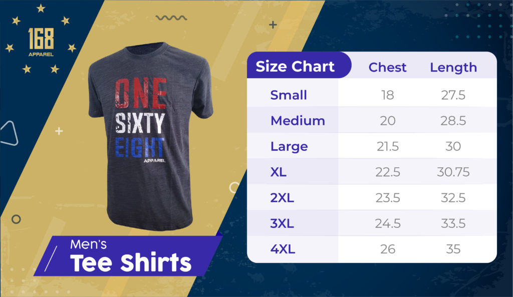 Mens tee size chart